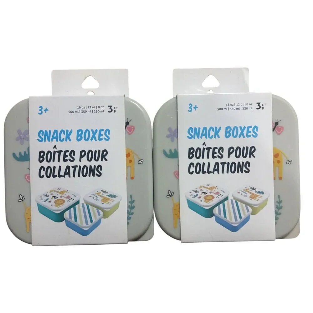 Kids Snack Boxes Set of 6 Lunch Containers 16oz 12oz 8oz New